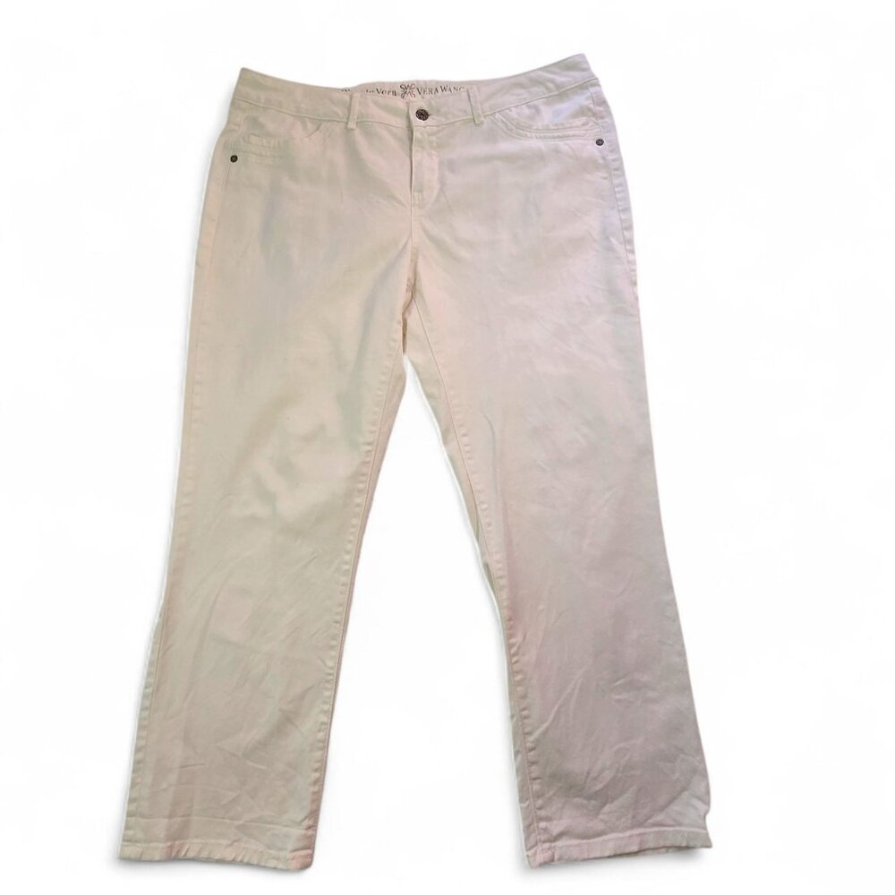 Simply Vera Wang Womens Straight Leg Pants White Size 16 Denim Cotton Blend
